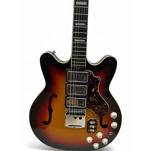 Vintage 1960s Kay STRATFORD 3 Color Sunburst Hollow Body Electric Guitar