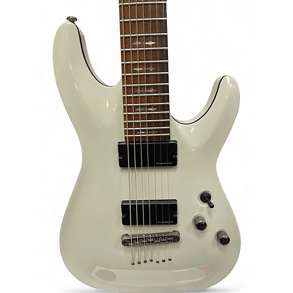 Used Schecter Guitar Research Demon 7 String Vintage White Solid Body Electric Guitar