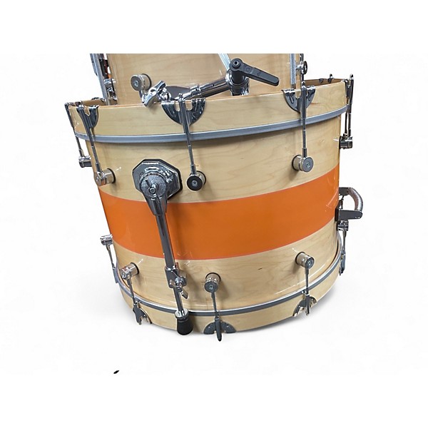 Used Risen 6 Piece Custom Worship Kit Natural Orange Stripe Drum Kit