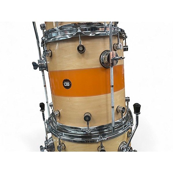 Used Risen 6 Piece Custom Worship Kit Natural Orange Stripe Drum Kit