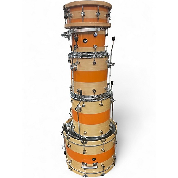 Used Risen 6 Piece Custom Worship Kit Natural Orange Stripe Drum Kit