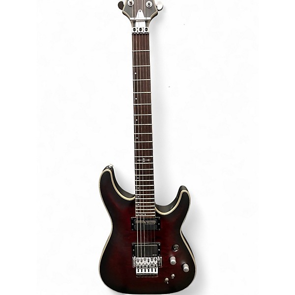 Used Schecter Guitar Research Hellraiser C1 Floyd Rose Sustaniac Crimson Burst Solid Body Electric Guitar