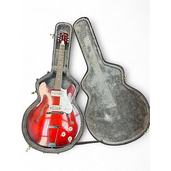 Vintage 1969 Harmony Rocket H56 Red Hollow Body Electric Guitar