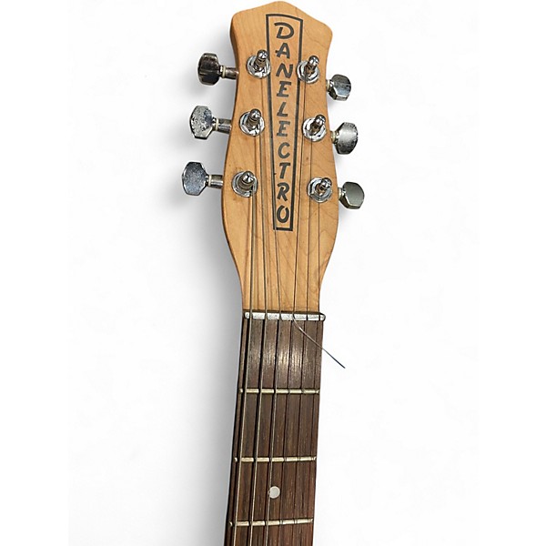 Vintage 1980s Danelectro DC-3 Silver Sparkle Hollow Body Electric Guitar