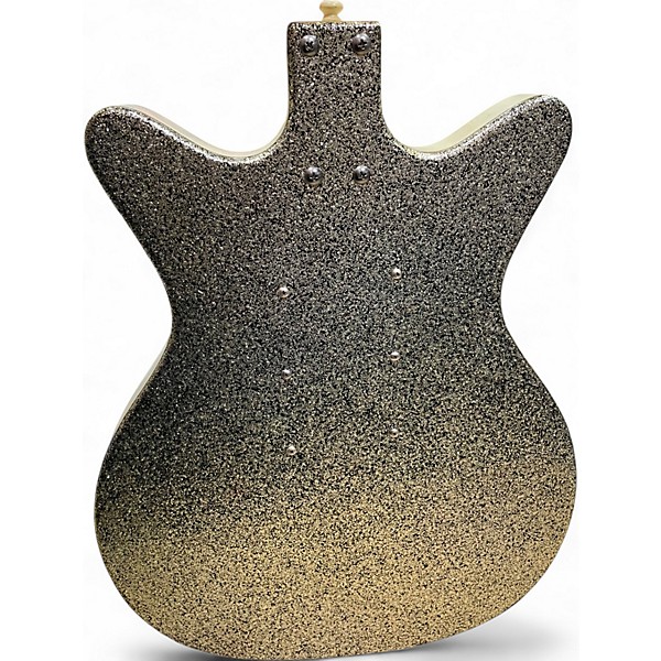 Vintage 1980s Danelectro DC-3 Silver Sparkle Hollow Body Electric Guitar