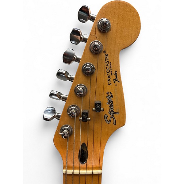 Used 1980s Squier Standard Stratocaster Black Solid Body Electric Guitar