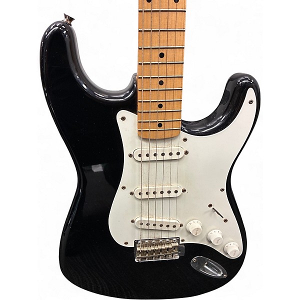 Used 1980s Squier Standard Stratocaster Black Solid Body Electric Guitar