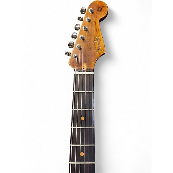 Used Fender Custom Shop GT11 Stratocaster Heavy Relic Olympic White over Black Solid Body Electric Guitar