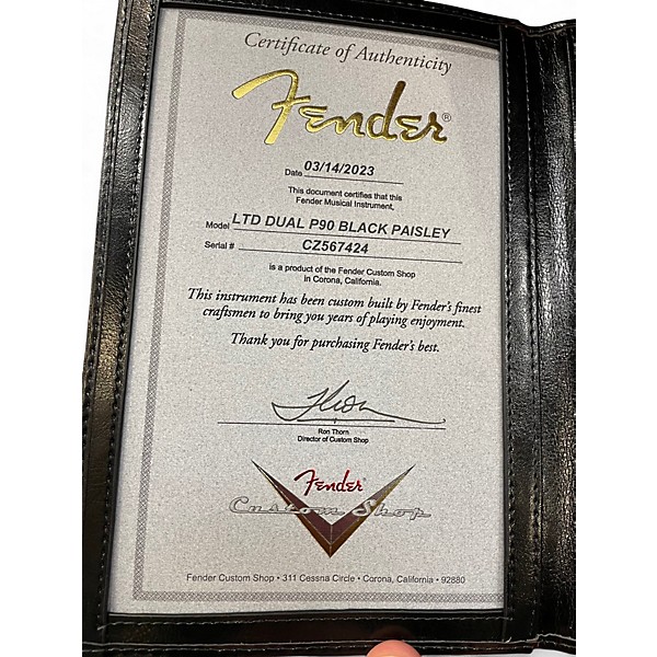 Used Fender Custom Shop Limited Dual P90 Black Paisley Hollow Body Electric Guitar