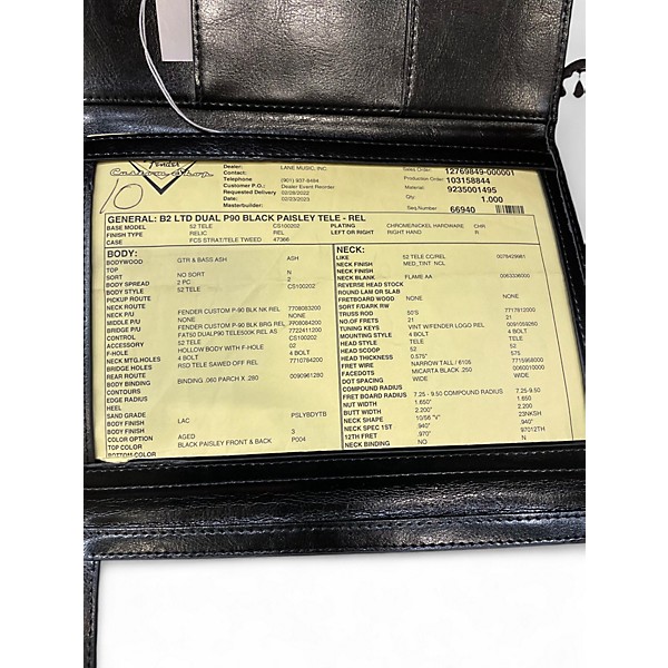 Used Fender Custom Shop Limited Dual P90 Black Paisley Hollow Body Electric Guitar