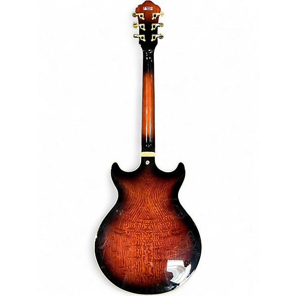 Used Ibanez AM153QA Dark Brown Sunburst Hollow Body Electric Guitar
