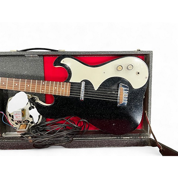 Used Silvertone 1448 Solid Body Electric Guitar Black Sparkle Solid Body Electric Guitar