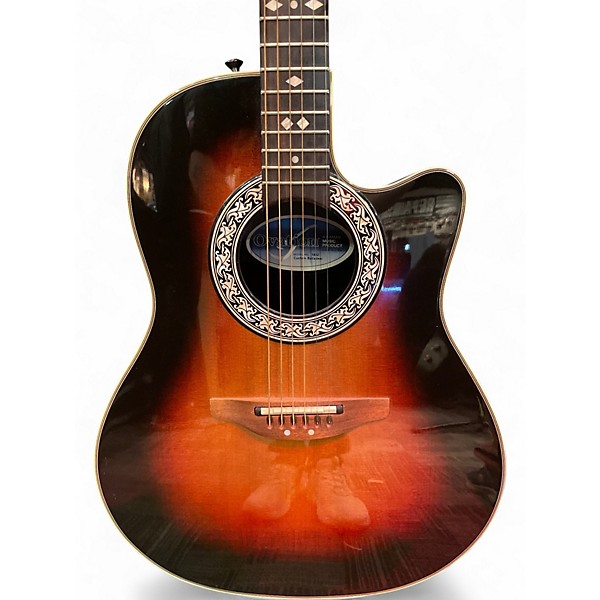 Used Ovation Custom Balladeer 1862 2 Color Sunburst Acoustic Electric Guitar