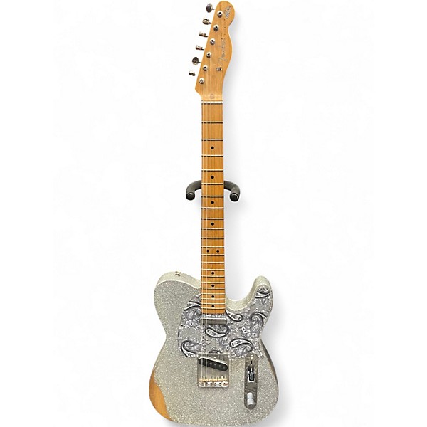 Used Fender Brad Paisley Road Worn Telecaster Silver Sparkle Solid Body Electric Guitar