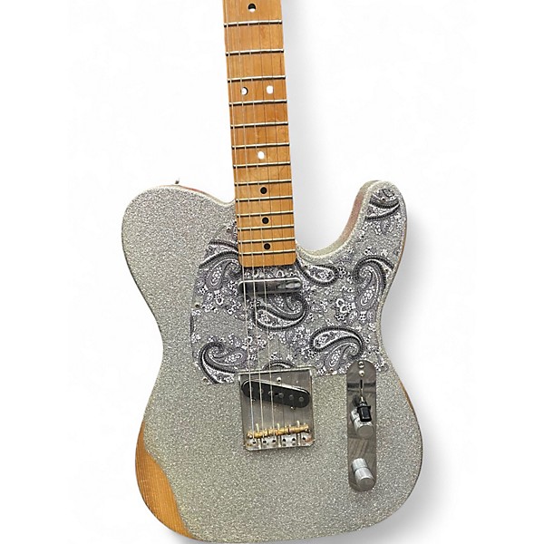 Used Fender Brad Paisley Road Worn Telecaster Silver Sparkle Solid Body Electric Guitar
