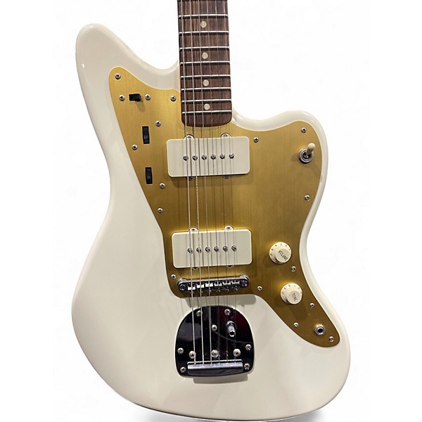 Used Squier J Mascis Jazzmaster white and gold Solid Body Electric Guitar