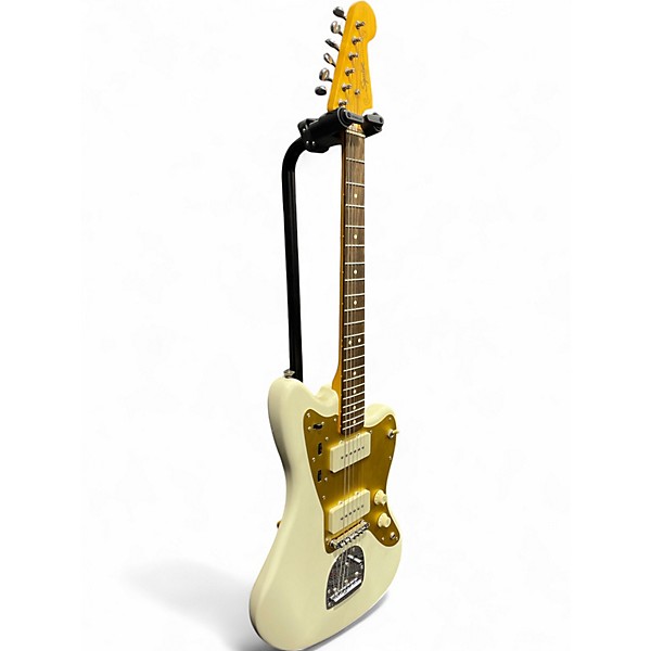 Used Squier J Mascis Jazzmaster white and gold Solid Body Electric Guitar