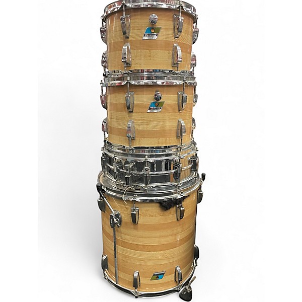 Vintage 1970s Ludwig 5 Piece Big Beat Butcher Block Wrap Drum Kit