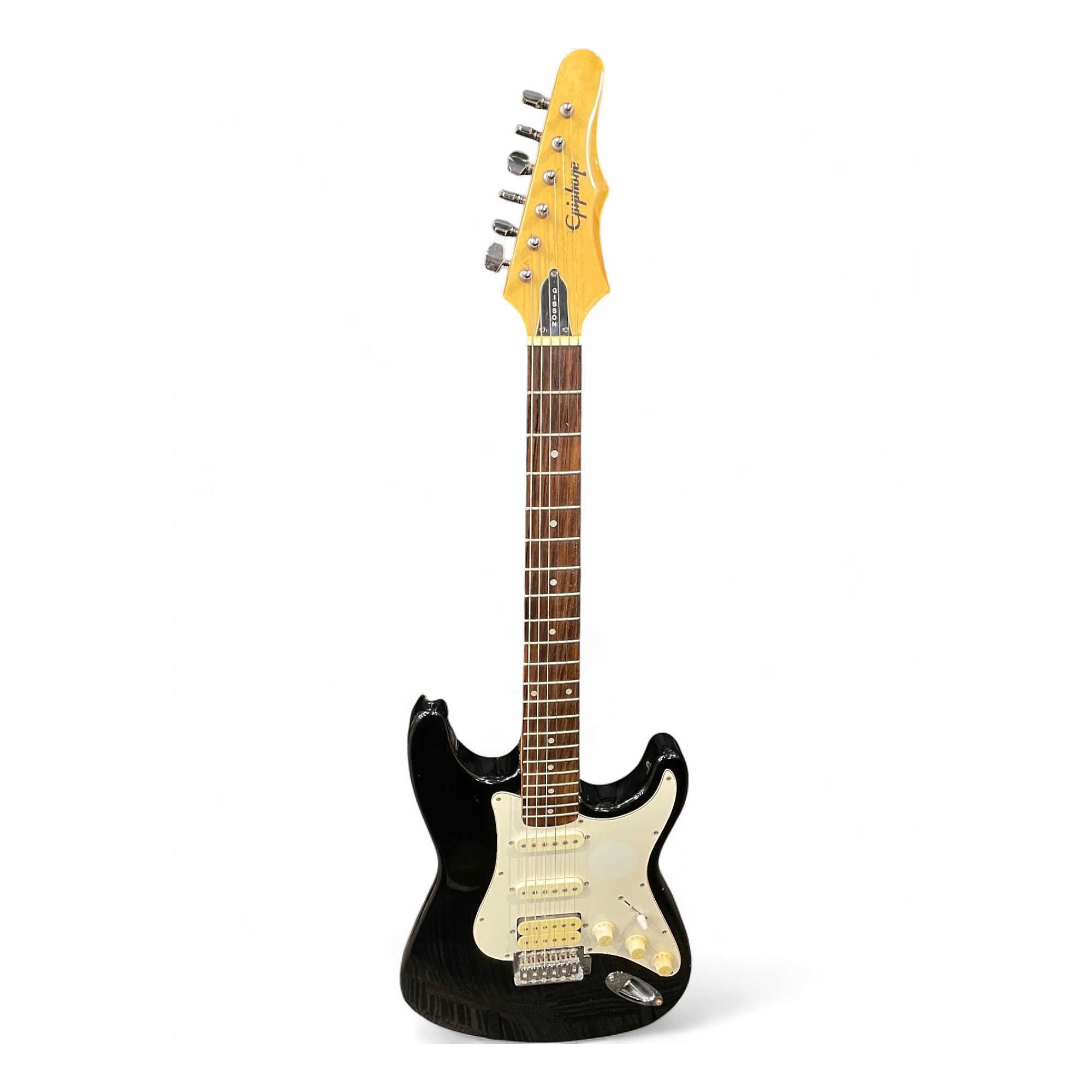 FT-350SCE トップ単板　Epiphone ブラック　ペグ換装品 Black Guitar Electric Body Solid Black FAT-210 Epiphone Used ギター