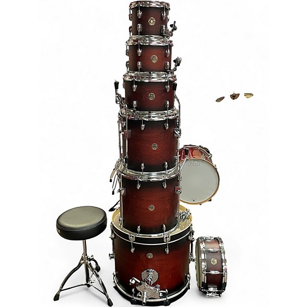 Used Gretsch Drums 7 Piece Catalina Maple Satin Deep Cherry Burst Drum Kit