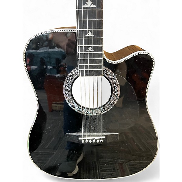 Used Esteban COLLECTOR'S EDITION AMERICAN LEGACY CUTAWAY Black and Silver Acoustic Electric Guitar