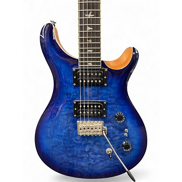 Used PRS SE CUSTOM 24-08 Quilt Blue Solid Body Electric Guitar