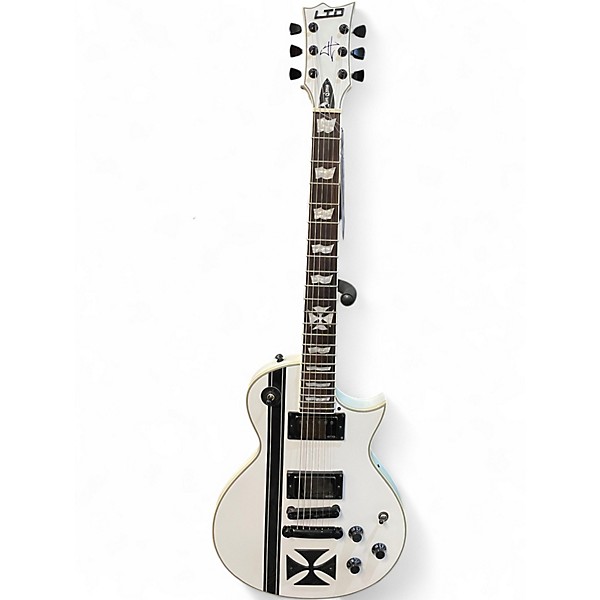 Used ESP LTD James Hetfield Signature Iron Cross Snow White Solid Body Electric Guitar