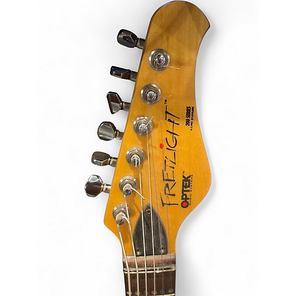 Used Optek Music System FRETLIGHT 200 SERIES STRAT Black Solid Body Electric Guitar