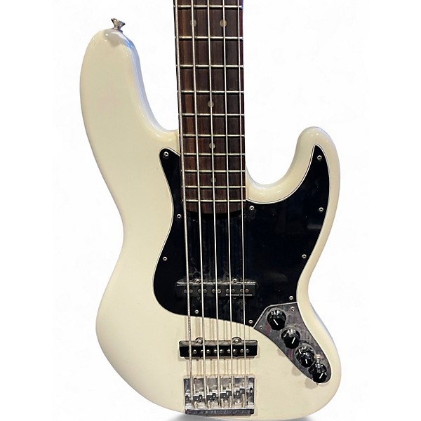 Used Fender Deluxe Active Jazz Bass V 5 String WHITE Electric Bass Guitar