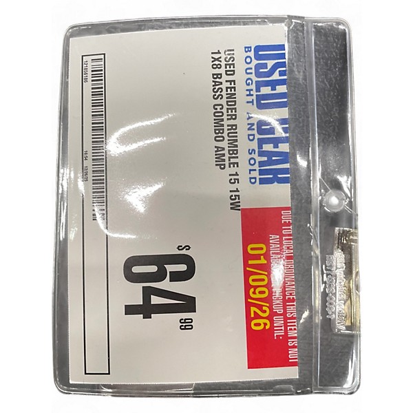 Used Fender Rumble 15 15W 1X8 Bass Combo Amp