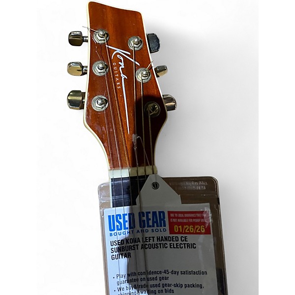 Used Kona LEFT HANDED CE Sunburst Acoustic Electric Guitar