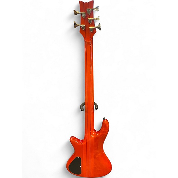 Used Schecter Guitar Research Damien Elite 5 String Orange Electric Bass Guitar