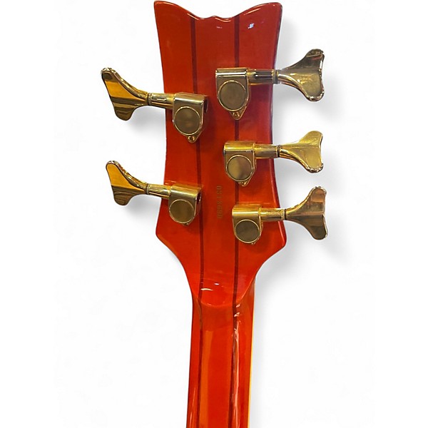 Used Schecter Guitar Research Damien Elite 5 String Orange Electric Bass Guitar