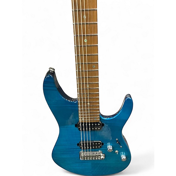 Used Ibanez MM7 Transparent Blue Burst Solid Body Electric Guitar