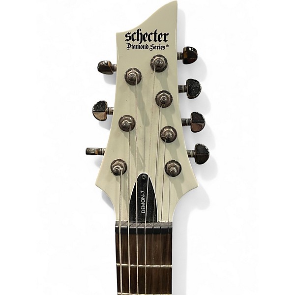 Used Schecter Guitar Research Demon 7 String Alpine White Solid Body Electric Guitar