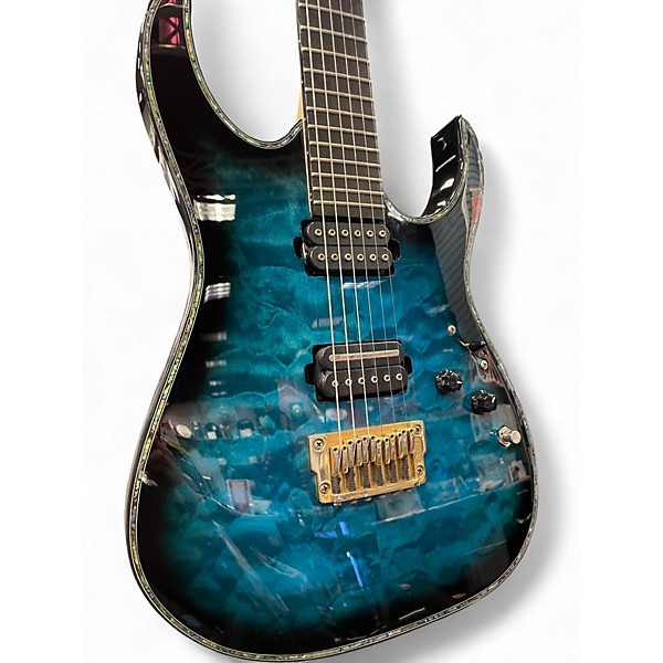 Used 2014 Ibanez RGIX20FEQM Blue Solid Body Electric Guitar