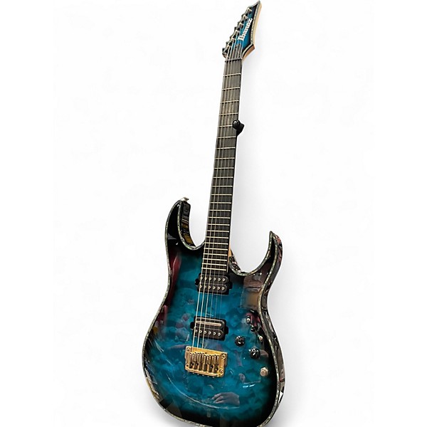 Used 2014 Ibanez RGIX20FEQM Blue Solid Body Electric Guitar