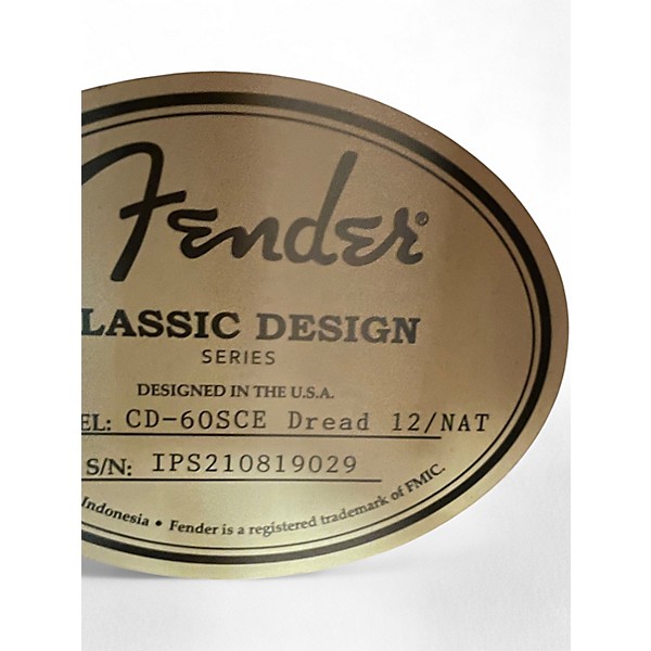 Used Fender CD60SCE 12 Natural 12 String Acoustic Electric Guitar