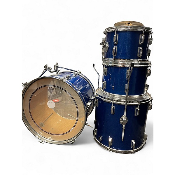 Used 1970s Pearl 4 Piece 1970s 4-Piece Drum Set Blue Sparkle Drum Kit