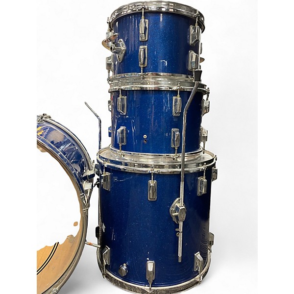 Used 1970s Pearl 4 Piece 1970s 4-Piece Drum Set Blue Sparkle Drum Kit