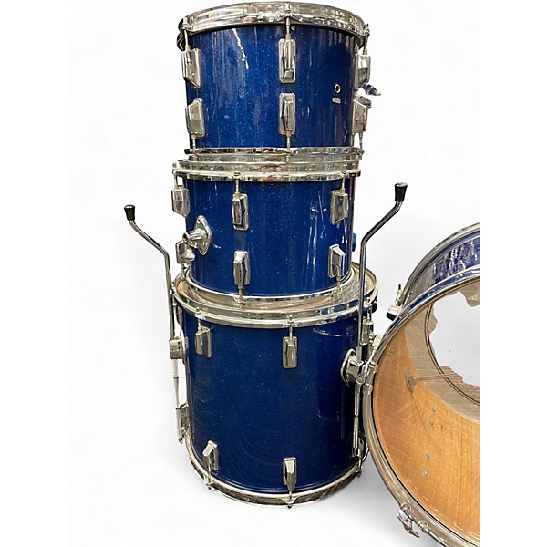 Used 1970s Pearl 4 Piece 1970s 4-Piece Drum Set Blue Sparkle Drum Kit