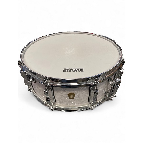 Used Ludwig 5.5X14 LEGACY SNARE White Marine Pearl Drum