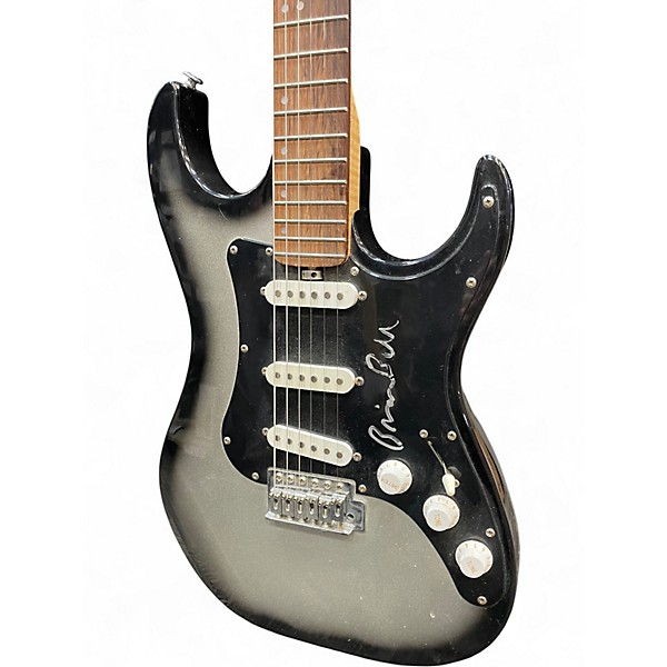 Used Washburn LYON STRATOCASTER Black and Silver Solid Body Electric Guitar