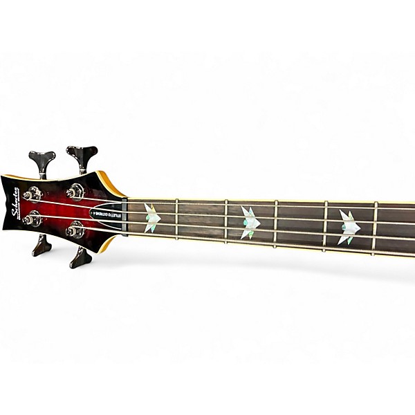 Used Schecter Guitar Research Stiletto Extreme 4 String Trans Red Electric Bass Guitar