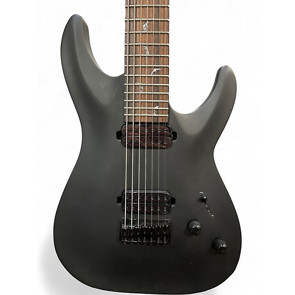 Used Schecter Guitar Research Damien 7 String Black Solid Body Electric Guitar