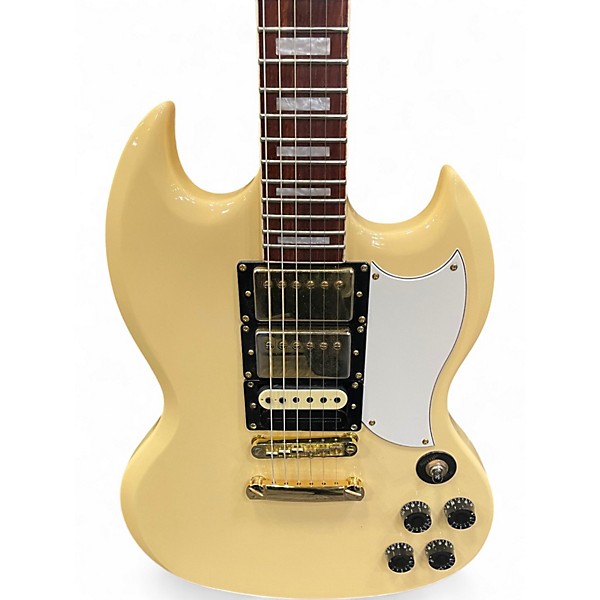 Used Harley Benton DC-600 VI Vintage Cream Solid Body Electric Guitar