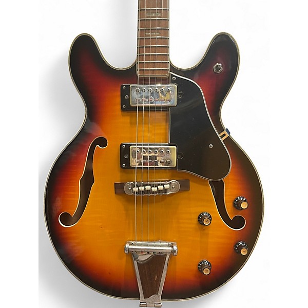 Vintage 1970s Univox Coily 3 Color Sunburst Hollow Body Electric Guitar