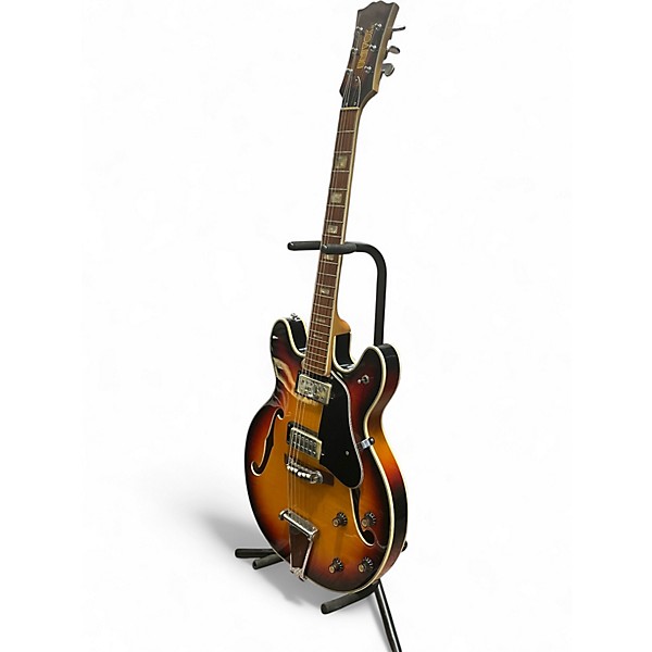 Vintage 1970s Univox Coily 3 Color Sunburst Hollow Body Electric Guitar