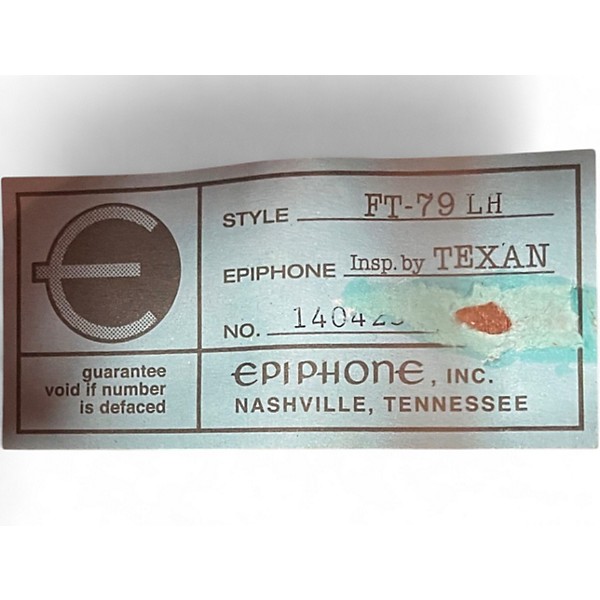 Used Epiphone Inspired by 1964 Texan Left Handed Natural Acoustic Electric Guitar