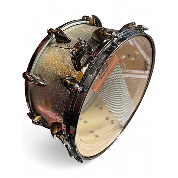 Used Orange County Drum & Percussion 14in 25-Ply Maple Vented Snare Drum Silver Sparkle Drum